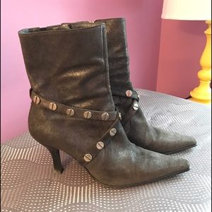 Grey metallic ankle boots